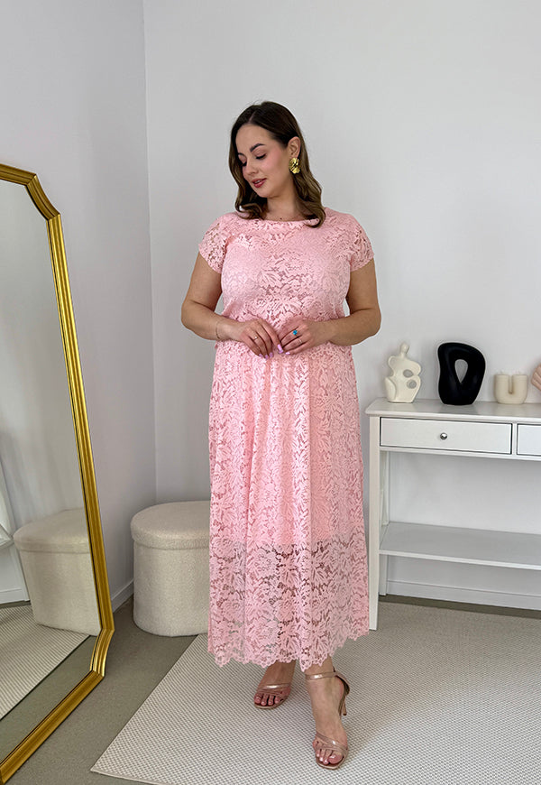 VIKI KORONKOWA SUKIENKA PLUS SIZE MAXI. PUDROWY RÓŻ 04 image 3