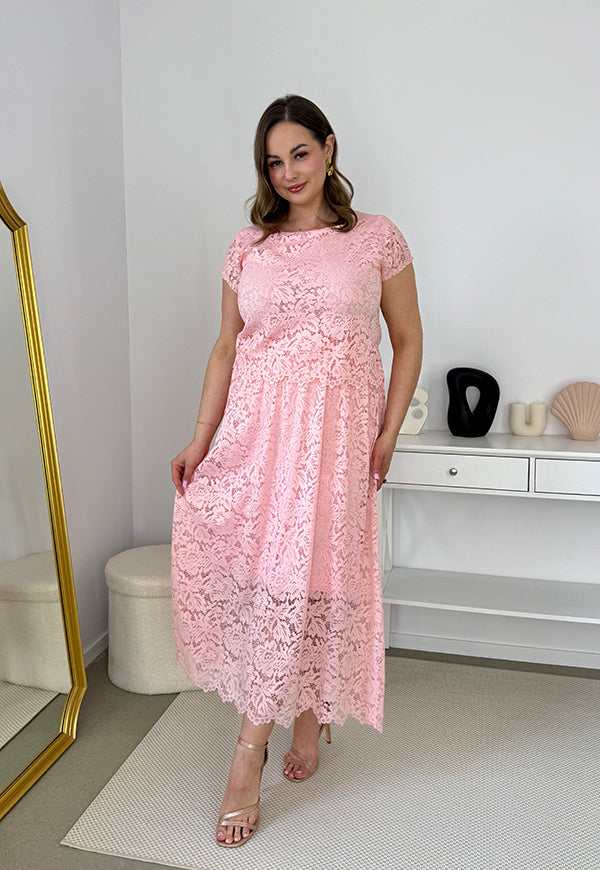 VIKI KORONKOWA SUKIENKA PLUS SIZE MAXI. PUDROWY RÓŻ 04 image 4