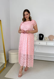 VIKI KORONKOWA SUKIENKA PLUS SIZE MAXI. PUDROWY RÓŻ 04 image 7