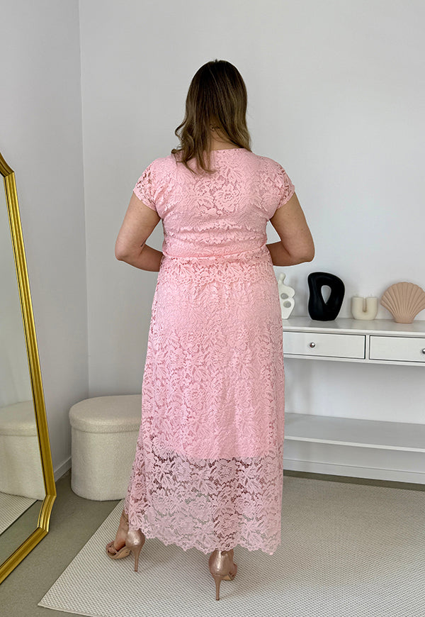 VIKI KORONKOWA SUKIENKA PLUS SIZE MAXI. PUDROWY RÓŻ 04 image 10