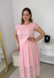 VIKI KORONKOWA SUKIENKA PLUS SIZE MAXI. PUDROWY RÓŻ 04 image 2