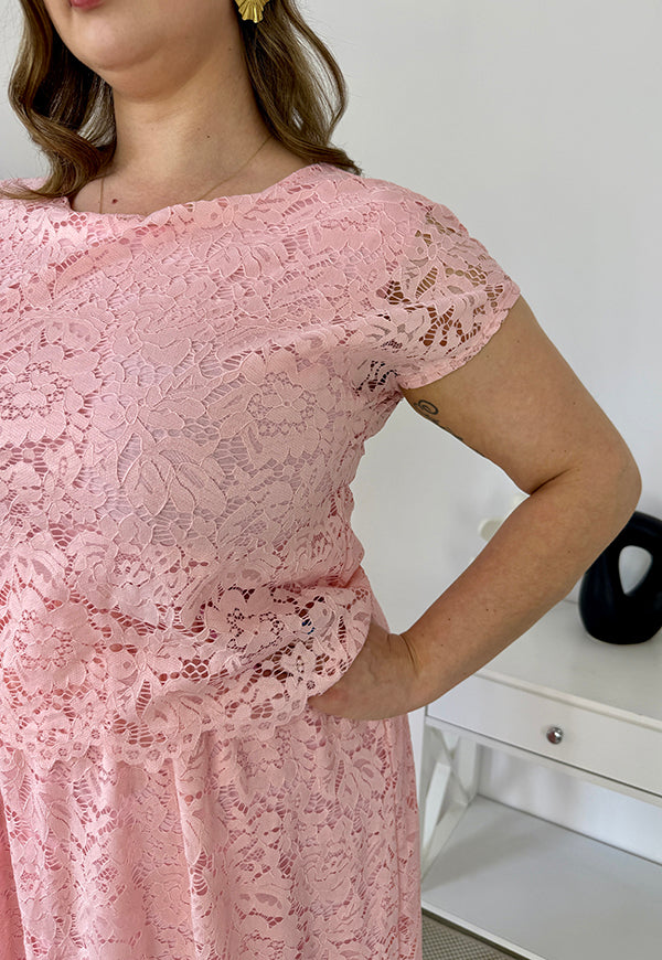 VIKI KORONKOWA SUKIENKA PLUS SIZE MAXI. PUDROWY RÓŻ 04 image 6