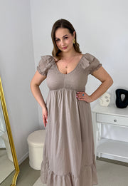 ATENA SUKIENKA Z BAWEŁNY Z BUFIASTYMI RĘKAWAMI. FANGO 04 image 2