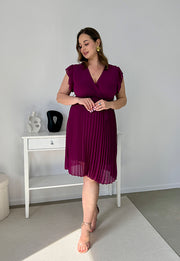 CLARET GŁADKA SUKIENKA PLISOWANA PLUS SIZE DO KOLAN. ŚLIWKOWA 07 image 7