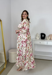 ELISA DŁUGA WISKOZOWA SUKIENKA MAXI W KWIATY.  KREMOWA 02 image 4