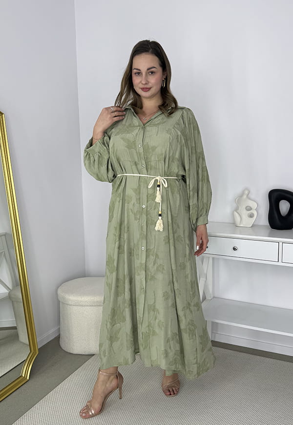 KELLY KOSZULOWA SUKIENKA SZMIZJERKA NA GUZIKI PLUS SIZE MAXI. OLIWKOWA 01