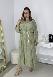 KELLY KOSZULOWA SUKIENKA SZMIZJERKA NA GUZIKI PLUS SIZE MAXI. OLIWKOWA 01
