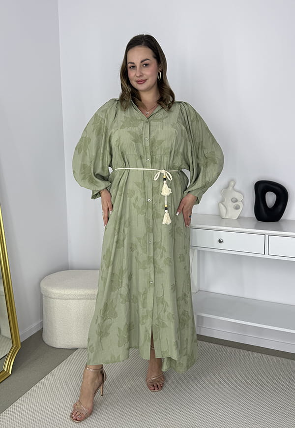 KELLY KOSZULOWA SUKIENKA SZMIZJERKA NA GUZIKI PLUS SIZE MAXI. OLIWKOWA 01 image 4