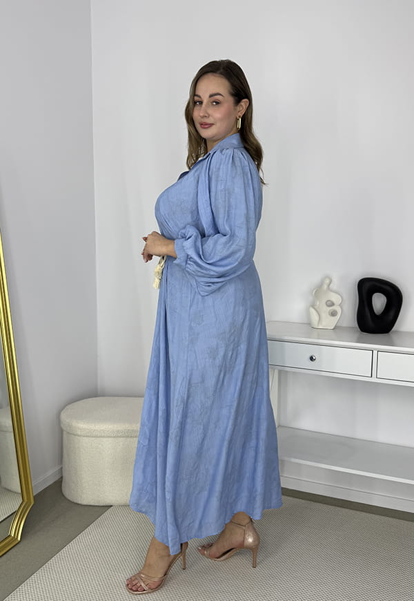 KELLY KOSZULOWA SUKIENKA SZMIZJERKA NA GUZIKI PLUS SIZE MAXI. BŁĘKITNA 02 image 6